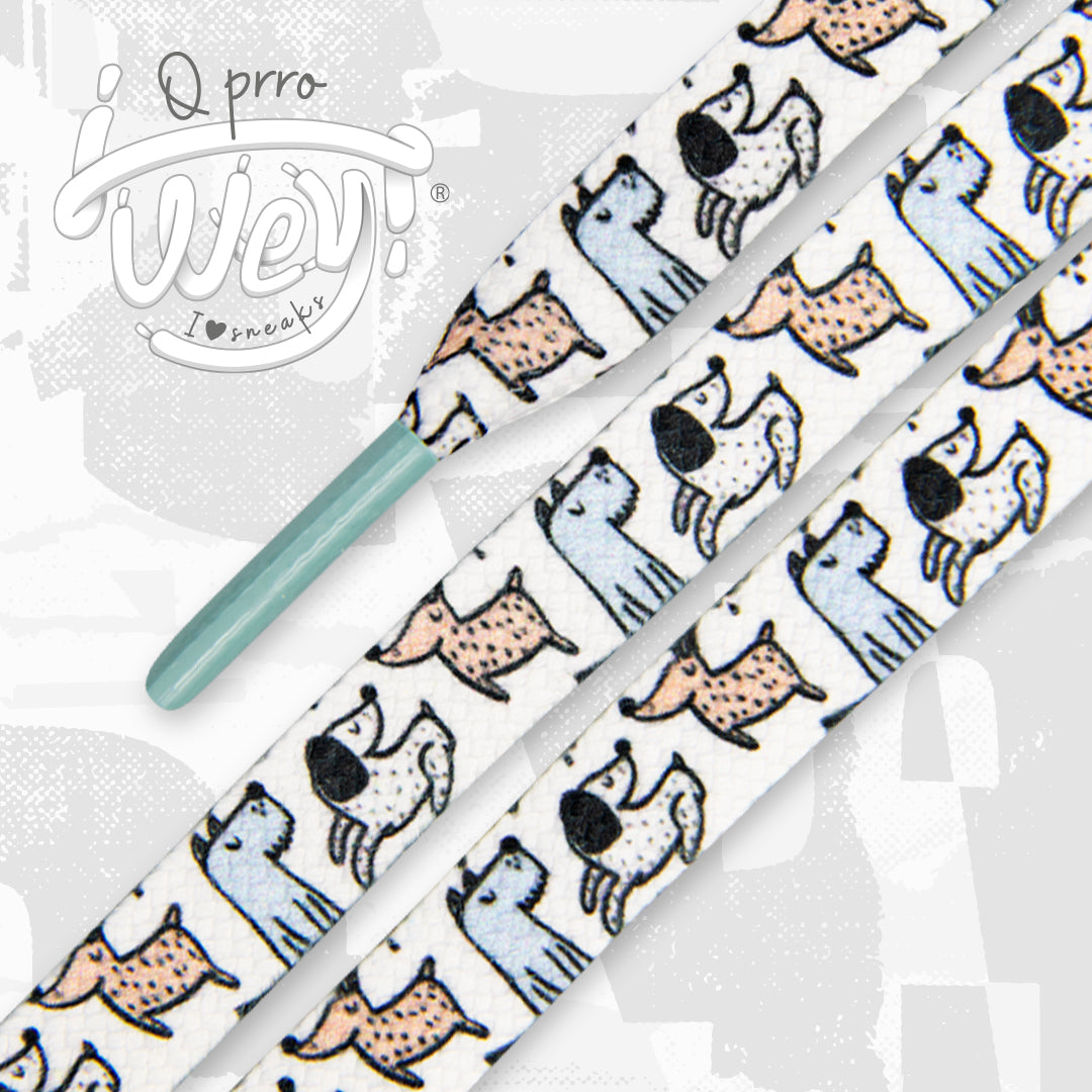 B Friends Dogs 3 Fondo Blanco Con Figuras De Perros, Blanco, Aqua y Beige